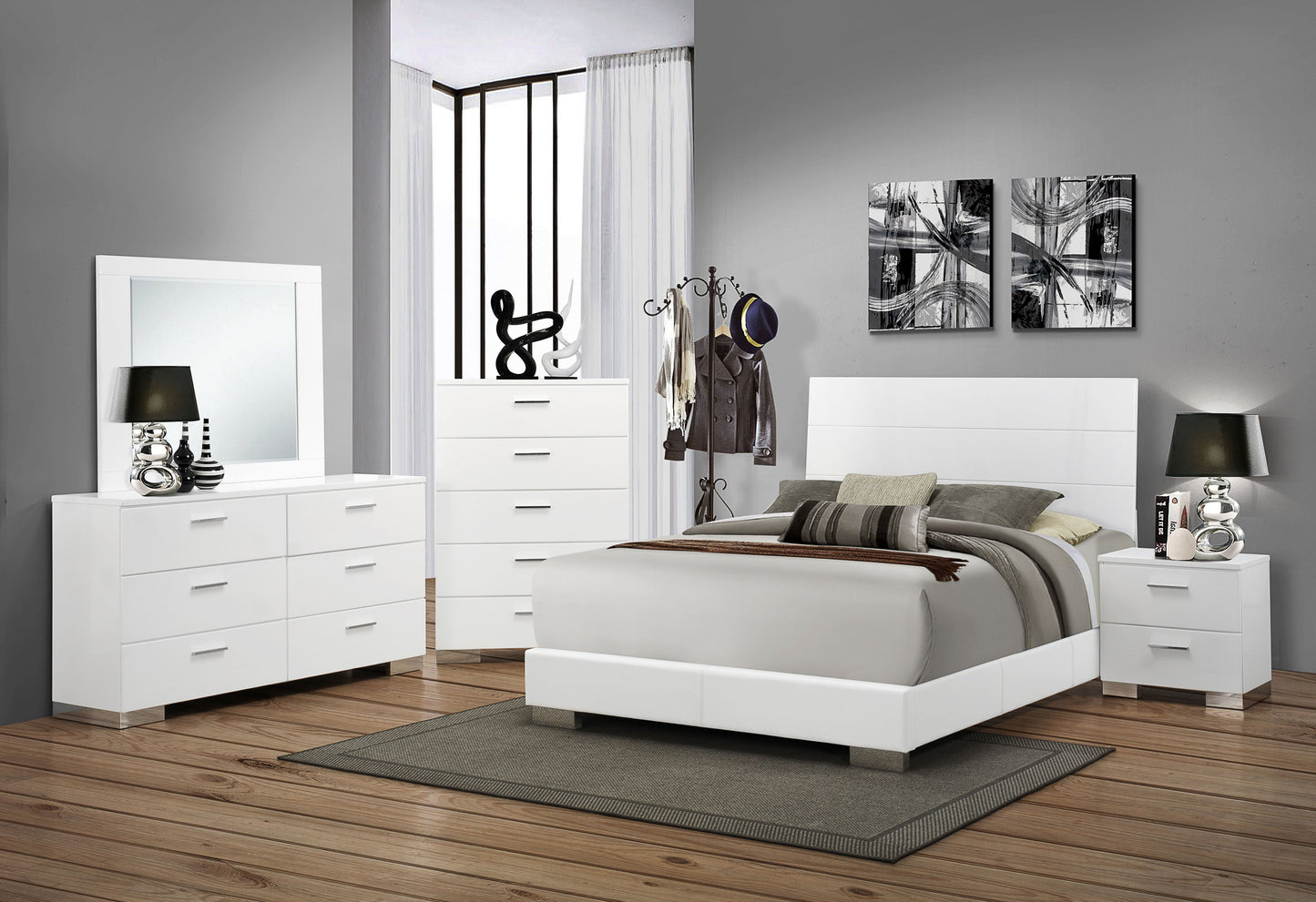 Felicity Panel Bed Glossy White