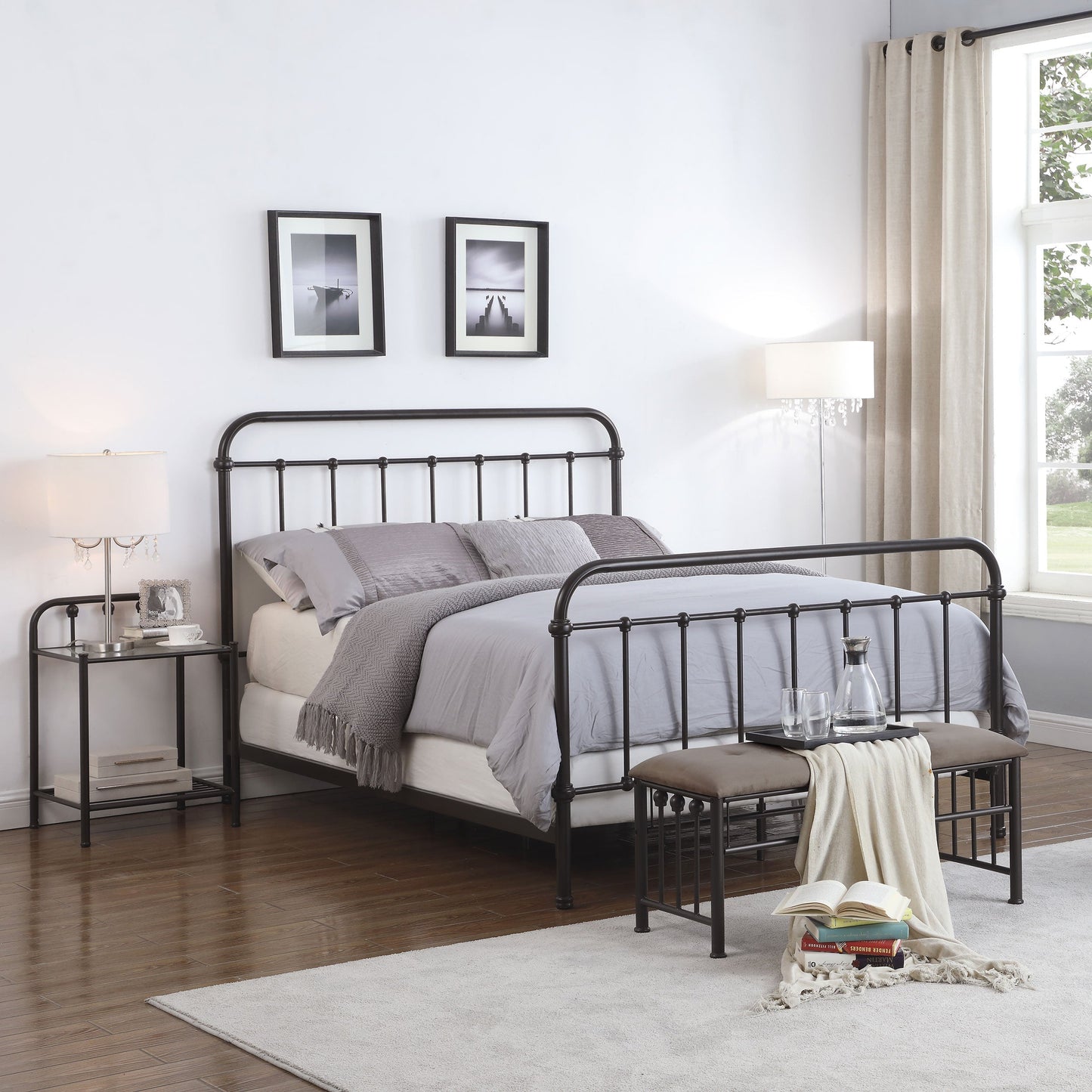 Livingston Panel Metal Bed Dark Bronze