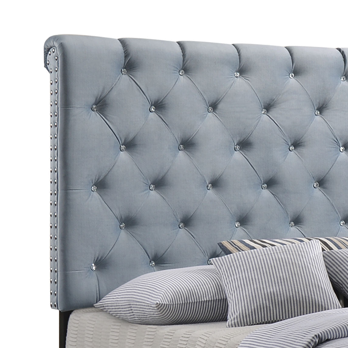Warner Upholstered Bed Slate Blue