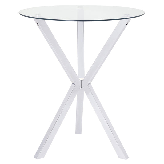 Denali Round Glass Top Bar Table Chrome