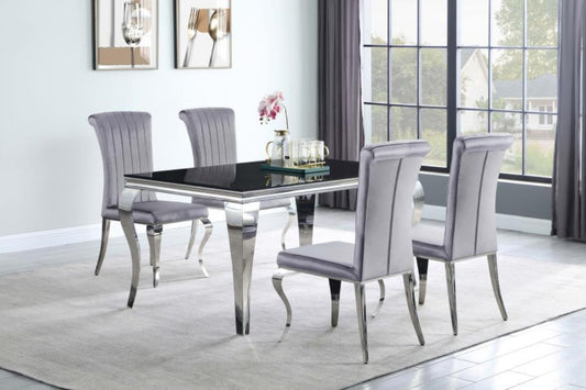 Carone 5 pieces Dining room set (Silver.Black.Royal Blue)