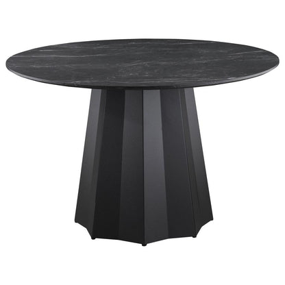 Camden Round 48-inch Faux Marble Top Dining Table Black