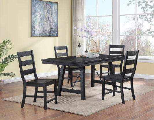 Newport  Rectangular Trestle Table Dining Set Black