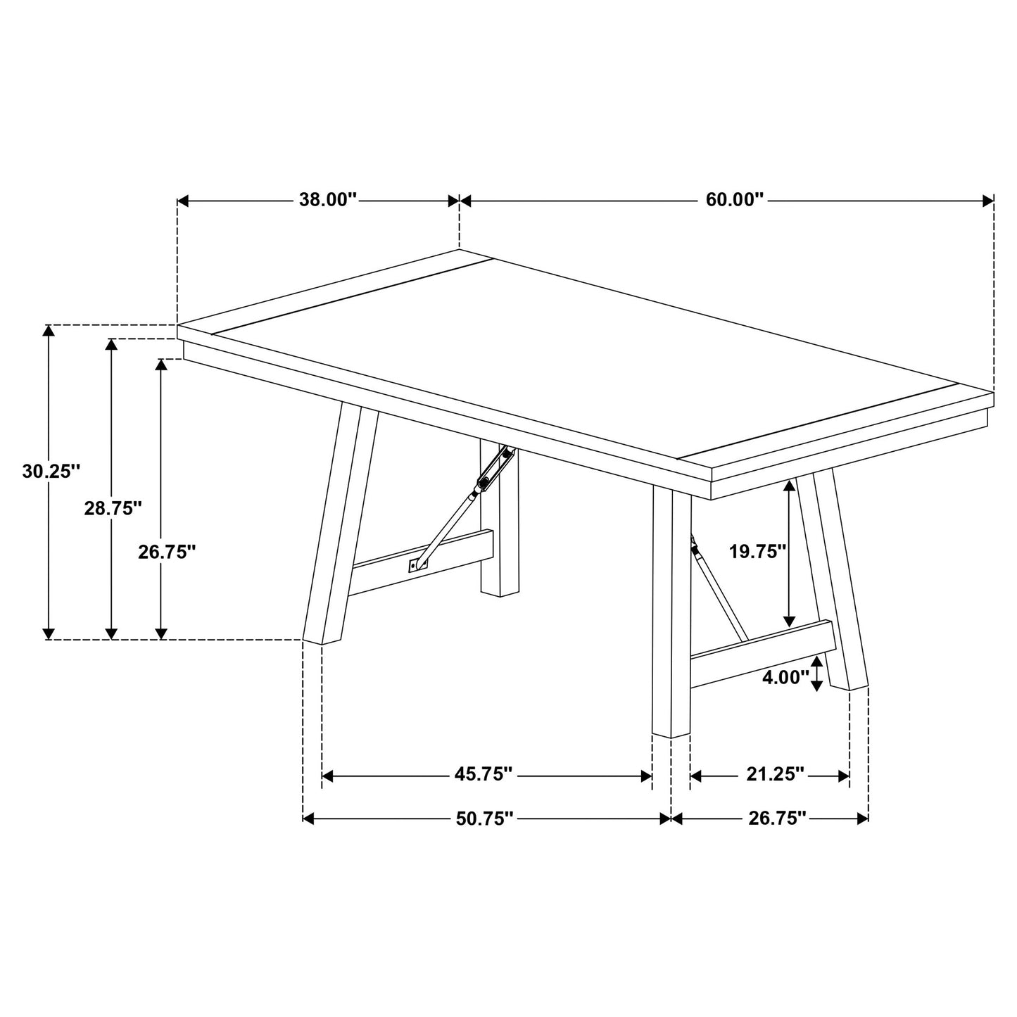 Newport Rectangular Trestle Dining Table Black