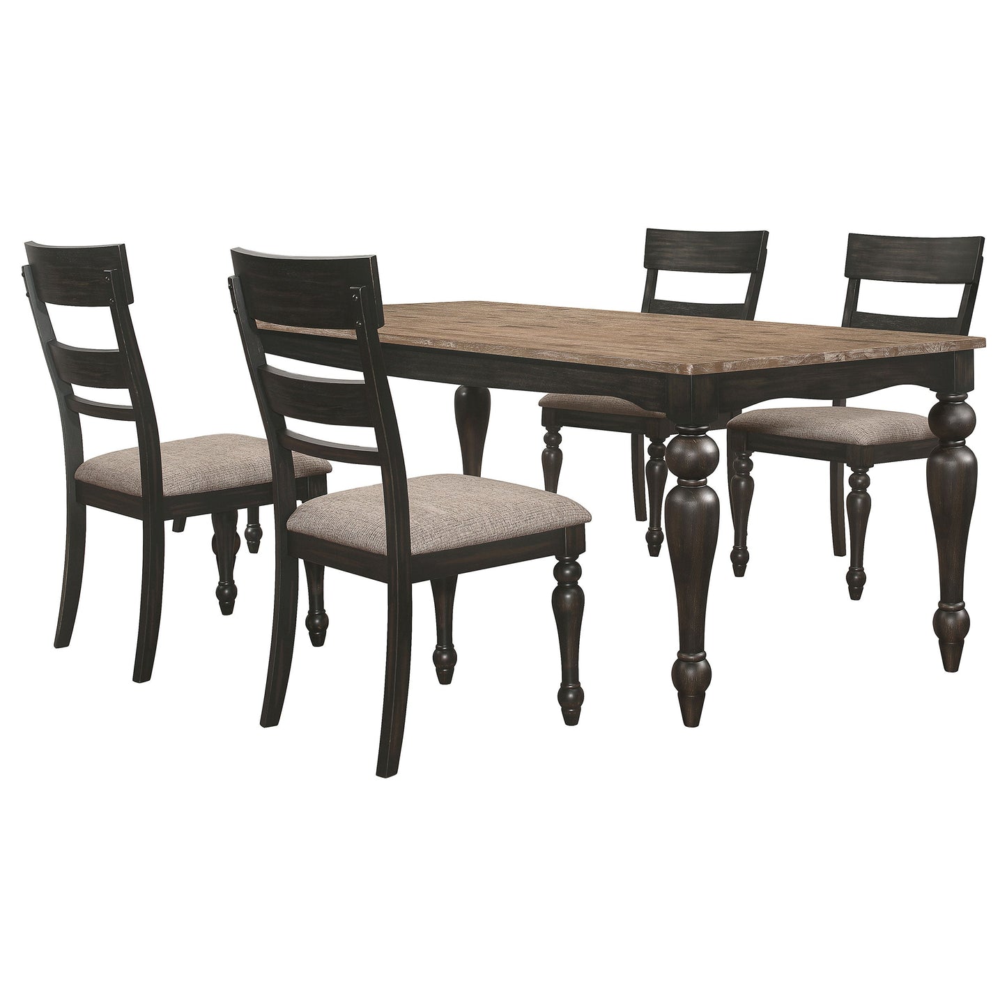 Bridget  Rectangular Dining Set Brown Brushed and Charcoal Sandthrough