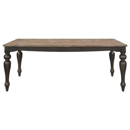 Bridget  Rectangular Dining Set Brown Brushed and Charcoal Sandthrough