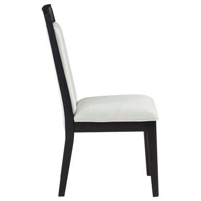 Brookmead Upholstered Dining Side Chair Ivory and Black (Set of 2)