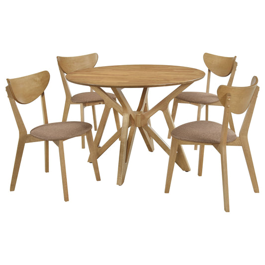 Elowen  Round Solid Wood Dining Set Light Walnut