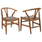 Dinah Danish Y-Shaped Back Wishbone Dining Side Chair Walnut and Brown (Set of 2)