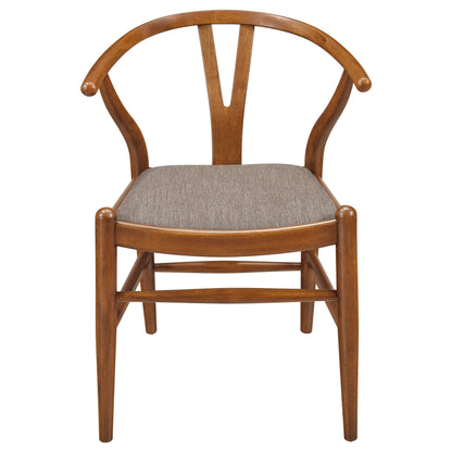 Dinah Danish Y-Shaped Back Wishbone Dining Side Chair Walnut and Brown (Set of 2)