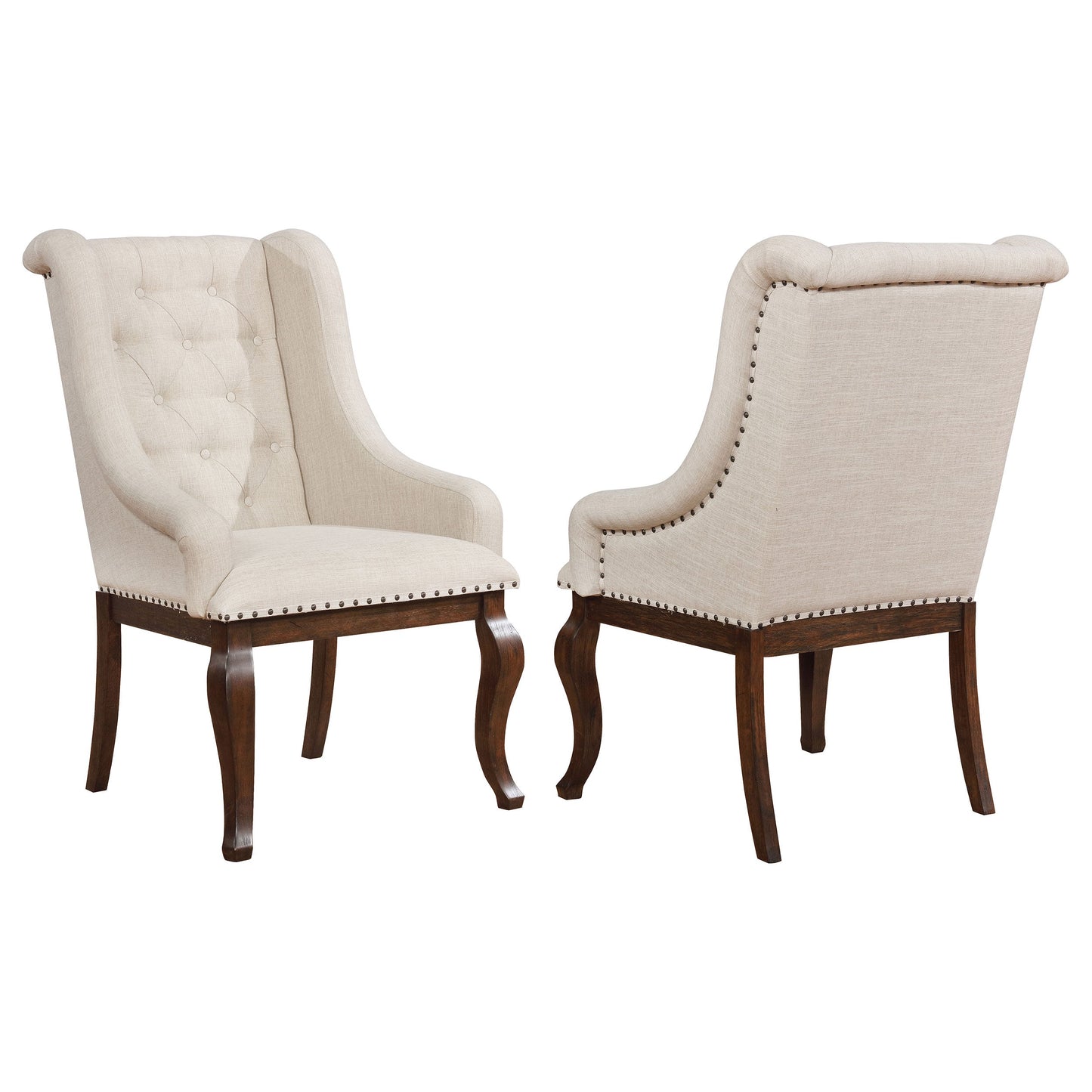 Brockway Tufted Arm Chairs Cream and Antique Java (Set of 2)