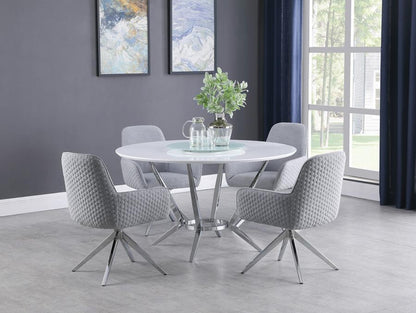 Ashley Flare Arm Side Chair Light Grey and Chrome