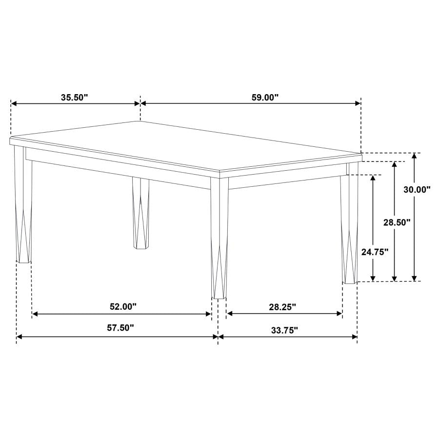 Appleton Rectangular 59-inch Dining Table Brown Brushed