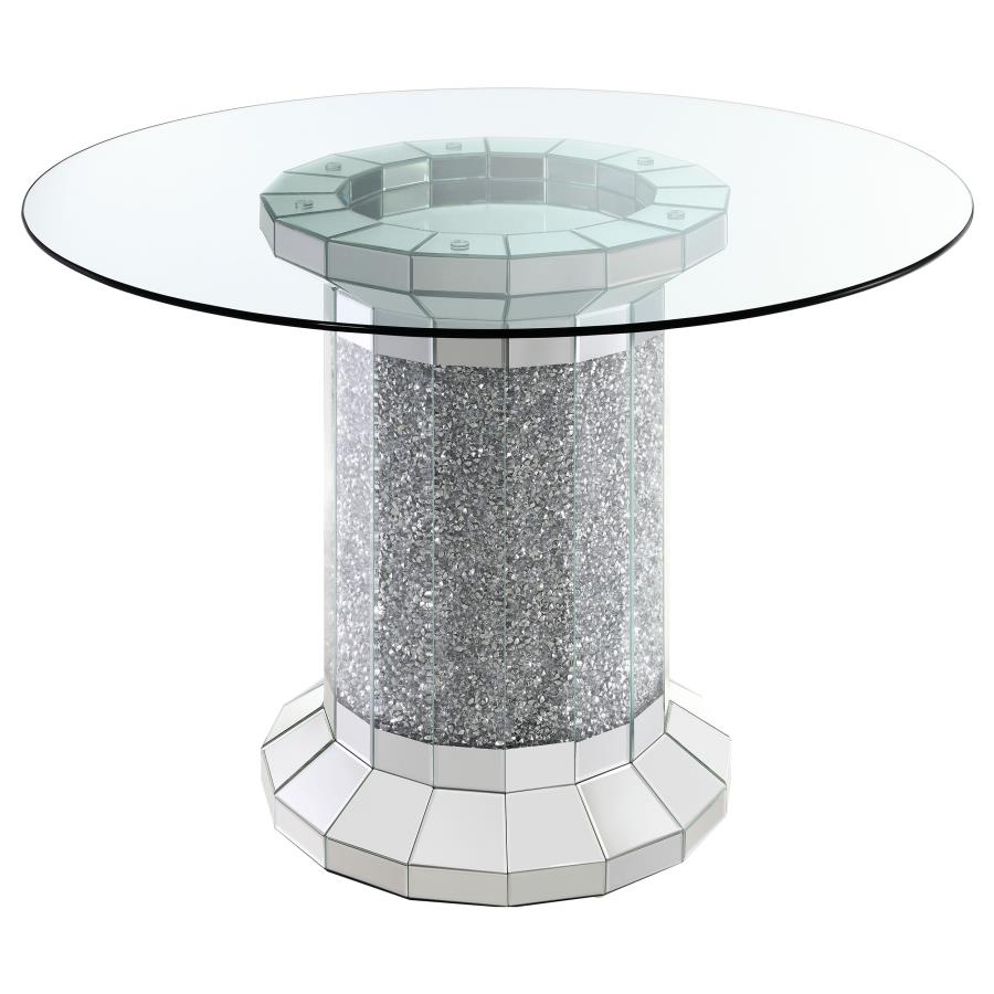 Ellie Pedestal Round Glass Top Counter Height Table Mirror