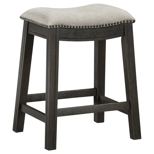 Elliston Backless Counter Height Saddle Bar Stool Dark Grey and Beige (Set of 2)