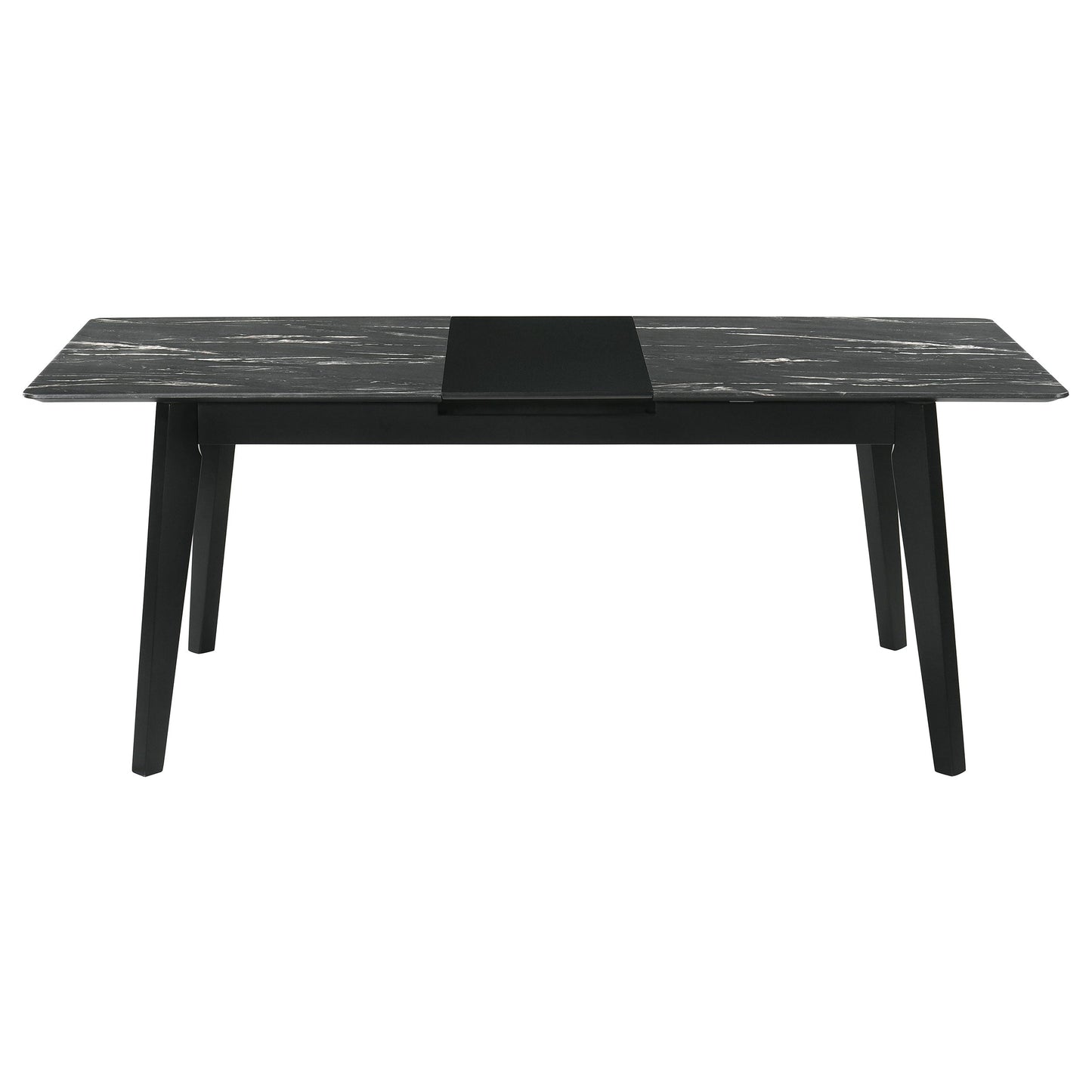 Crestmont Rectangular Dining Table with Faux Marble Top and 16" Self-Storing Extension Leaf Grey