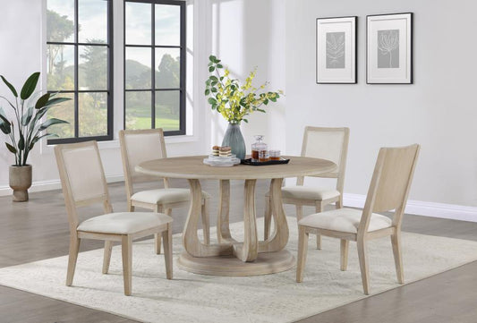 Trofello 5-piece Round Dining Table Set White Washed