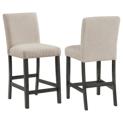 Alba Boucle Upholstered Counter Height Dining Chair White and Charcoal Grey (Set of 2)