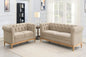 Sandrine 2-piece Button Tufted Tuxedo Arms Living Room Set Camel