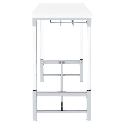 Norcrest Pub Height Bar Table with Acrylic Legs and Wine Storage White High Gloss