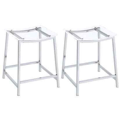 Jovani Acrylic Backless Bar Stools Clear and Chrome (Set of 2)