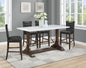 Aldrich  Counter Height Dining Set Genuine White Marble Top and Dark Brown