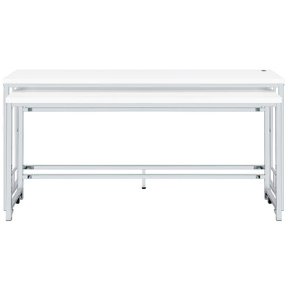 Jackson  Multipurpose Counter Height Table Set White and Chrome