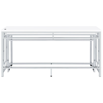 Jackson  Multipurpose Counter Height Table Set White and Chrome