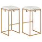 Nadia Square Padded Seat Bar Stool (Set of 2) Beige and Gold