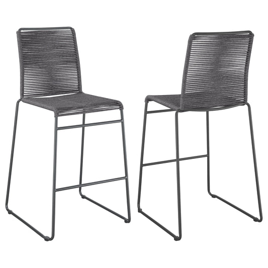 Jerome Upholstered Bar Stools with Footrest (Set of 2) Charcoal and Gunmetal