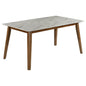 Everett Faux Marble Top Dining Table Natural Walnut and White