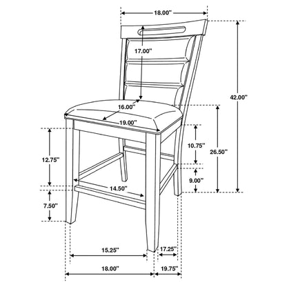 Prentiss Upholstered Counter Height Chair (Set of 2) Black and Cappuccino