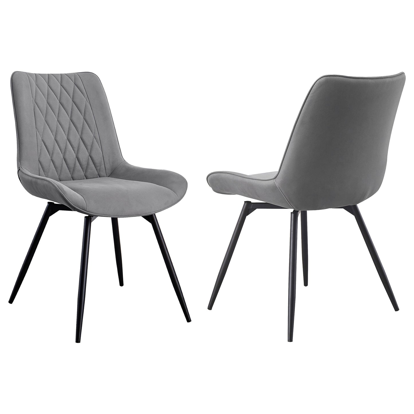 Diggs Upholstered Tufted Swivel Dining Chairs Grey and Gunmetal (Set of 2)