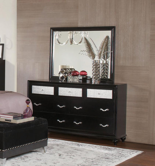 Barzini 7-drawer Dresser with Mirror Black