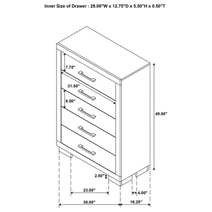 Jessica 5-drawer Chest White