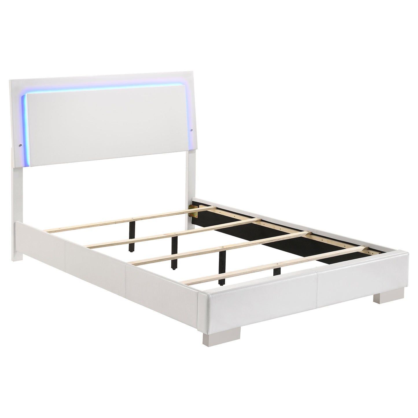 Felicity  Panel Bed with LED Lighting Glossy White