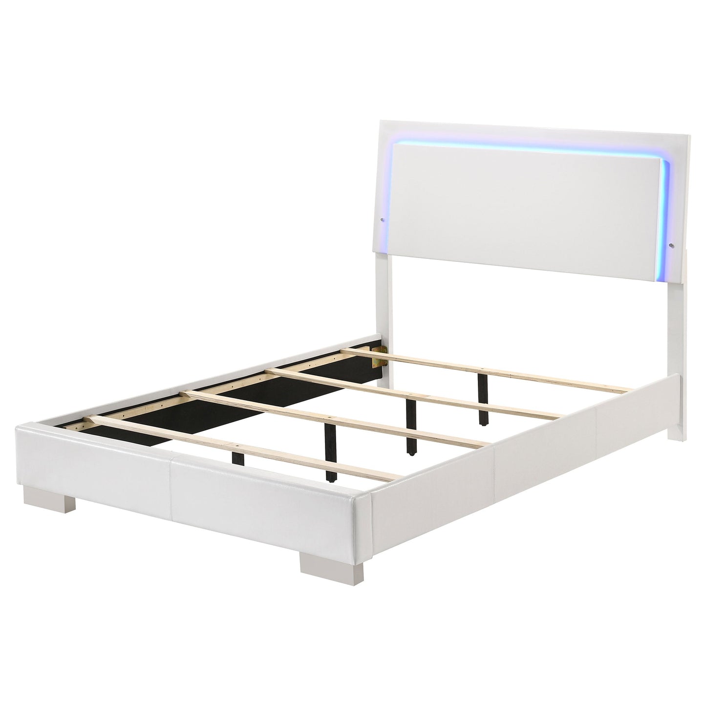 Felicity  Panel Bed with LED Lighting Glossy White