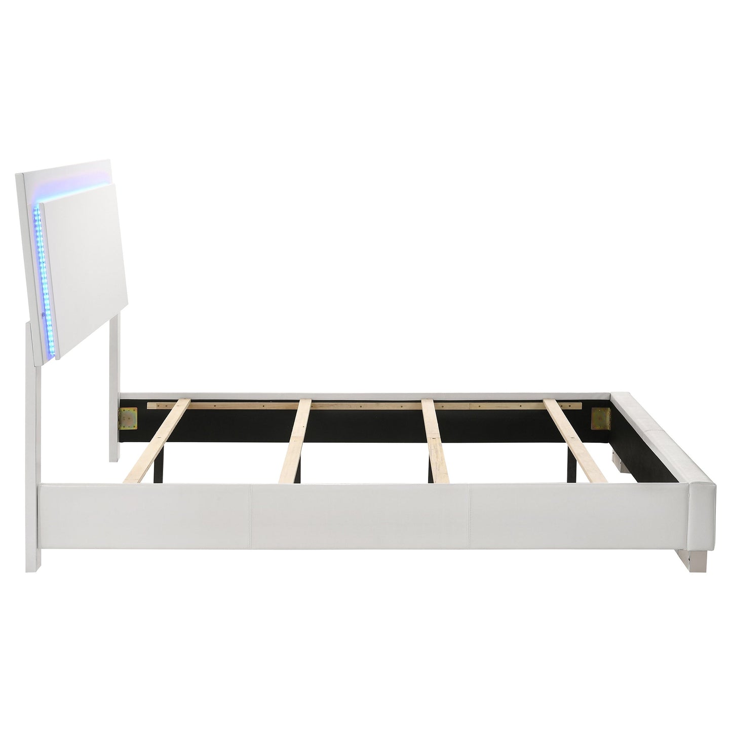 Felicity  Panel Bed with LED Lighting Glossy White