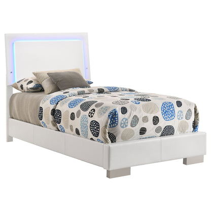 Felicity  Panel Bed with LED Lighting Glossy White