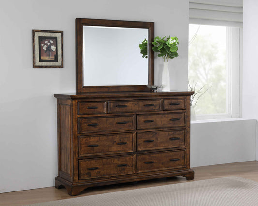 Elk Grove 9-drawer Dresser with Mirror with Jewelry Tray Vintage Bourbon