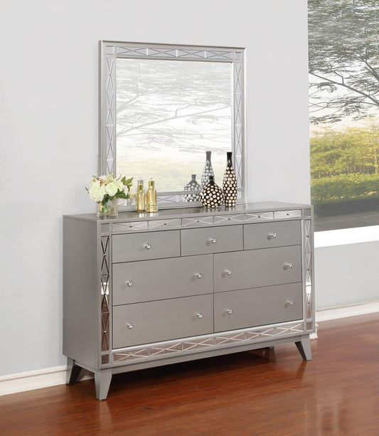 Leighton 7-drawer Dresser with Mirror Metallic Mercury