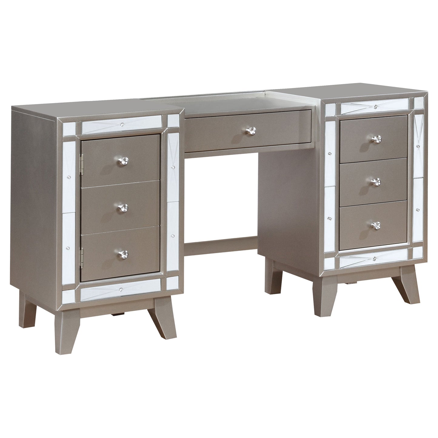 Leighton Vanity Desk and Stool Metallic Mercury