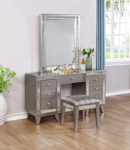 Leighton Vanity Desk and Stool Metallic Mercury