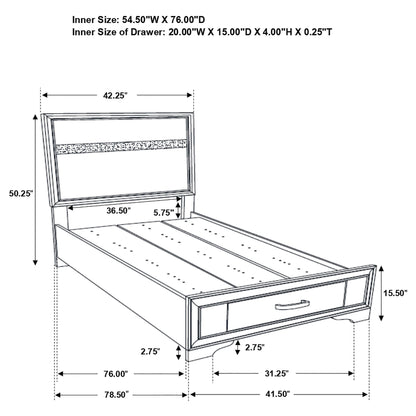 Miranda  2-drawer Storage Bed White