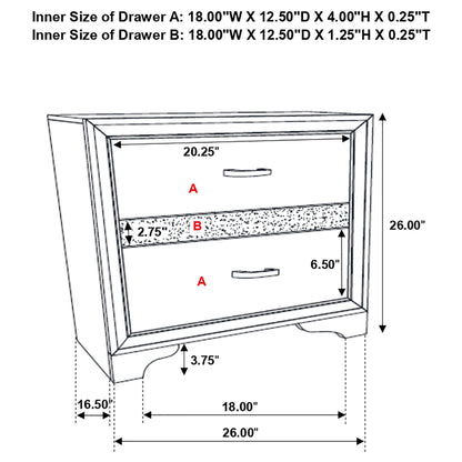 Miranda 2-drawer Nightstand Tray White