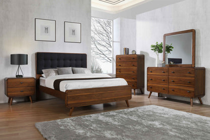 Robyn  Bed with Upholstered Headboard Dark Walnut