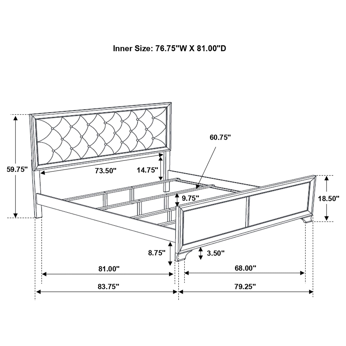 Beaumont Upholstered  Bed Champagne