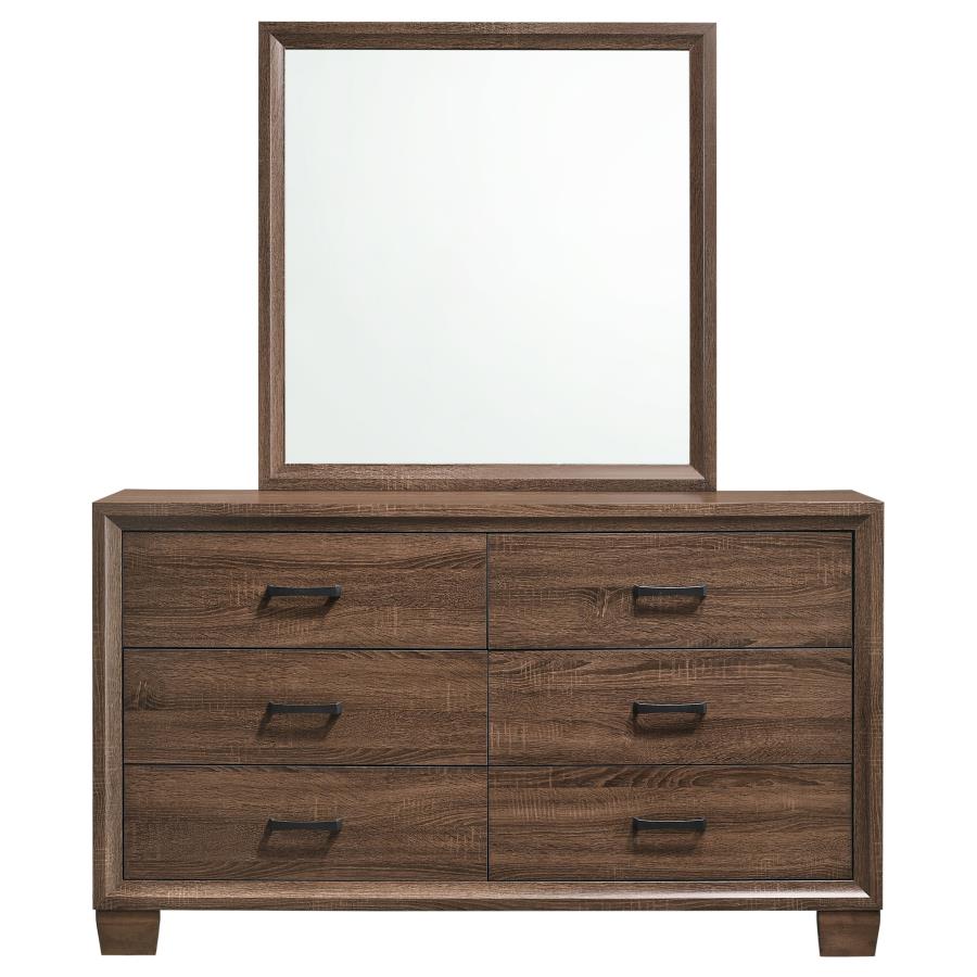 Brandon 6-drawer Dresser with Mirror Warm Brown