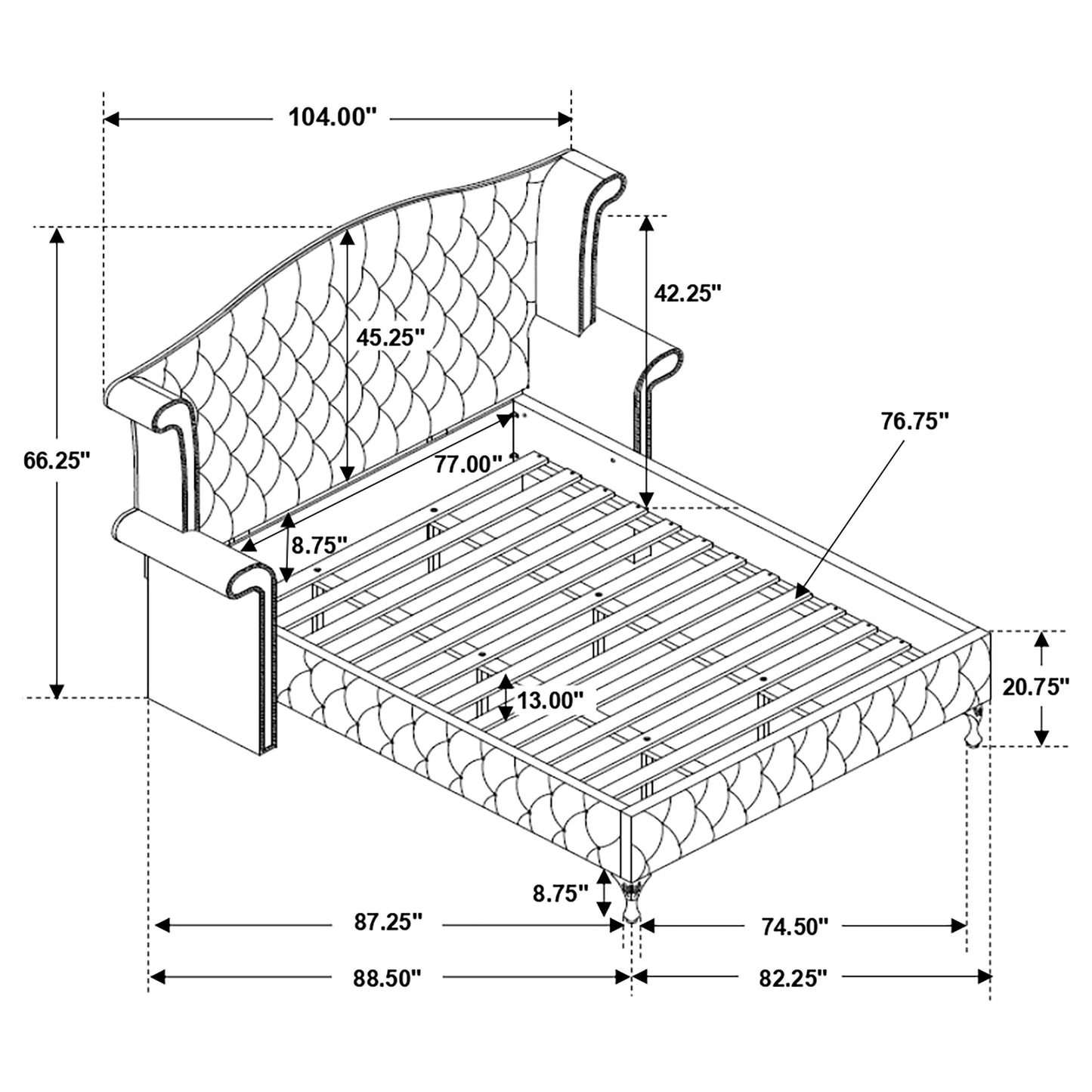 Deanna  Tufted Upholstered Bed Black