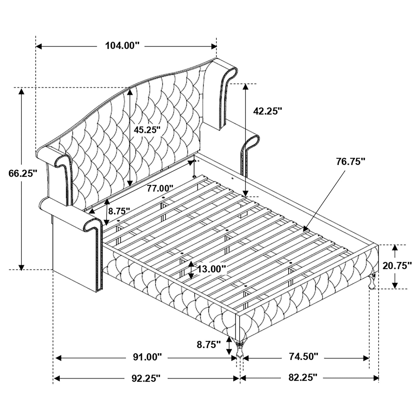 Deanna  Tufted Upholstered Bed Black